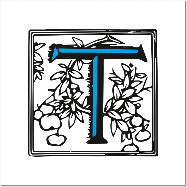 Letter T in black and blue Wall Art by Creative Art Store